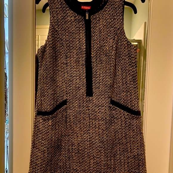 Kirna Zabete Dresses Kirna Zabete Tweed Dress Zip Front Faux(02)